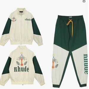 NEW W TAGS Rhude Tracksuit 2 Piece Zip Up Sweatsuits Sweatpants Hoodie Suit Set